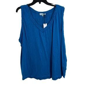 Michael Stars 2X Top 100% Cotton Blue Sleeveless Gauzy New